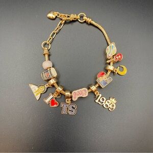 Gold Bracelet with Colorful Taylor Swift Slide Charms